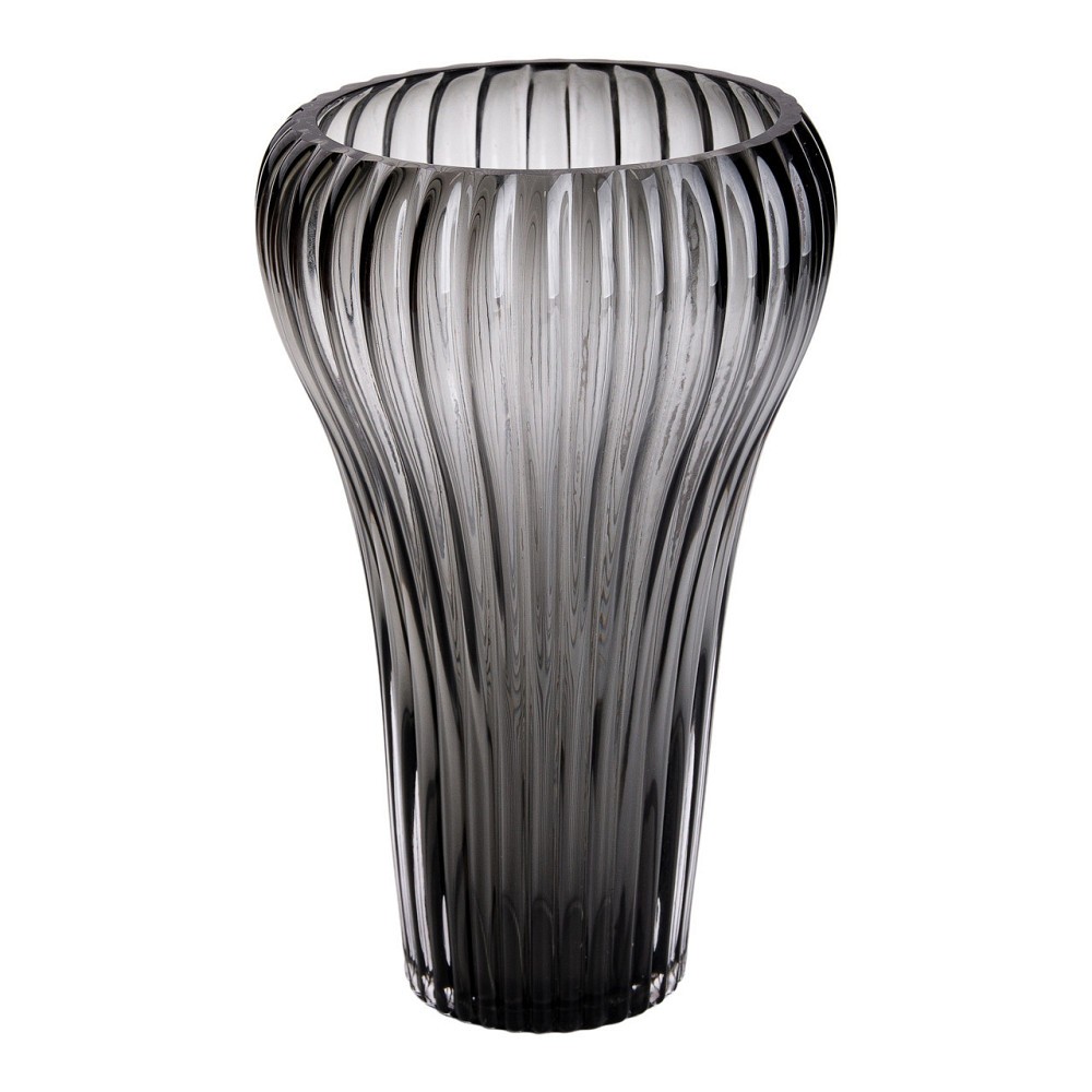 Скляна ваза для квітів, декоративна фігурна, сіра, 27 см HP-1719 Київ - фото 1
