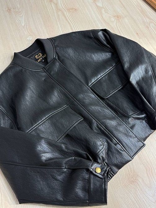 Куртка женская Lady Yep 10048 бомбер из экокожи оверсайз черная, черный, M Киев - изображение 3