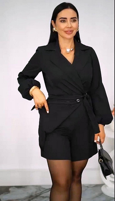 Стильный женский комбинезон с запахом имитация платья костюмка Одесса - изображение 3