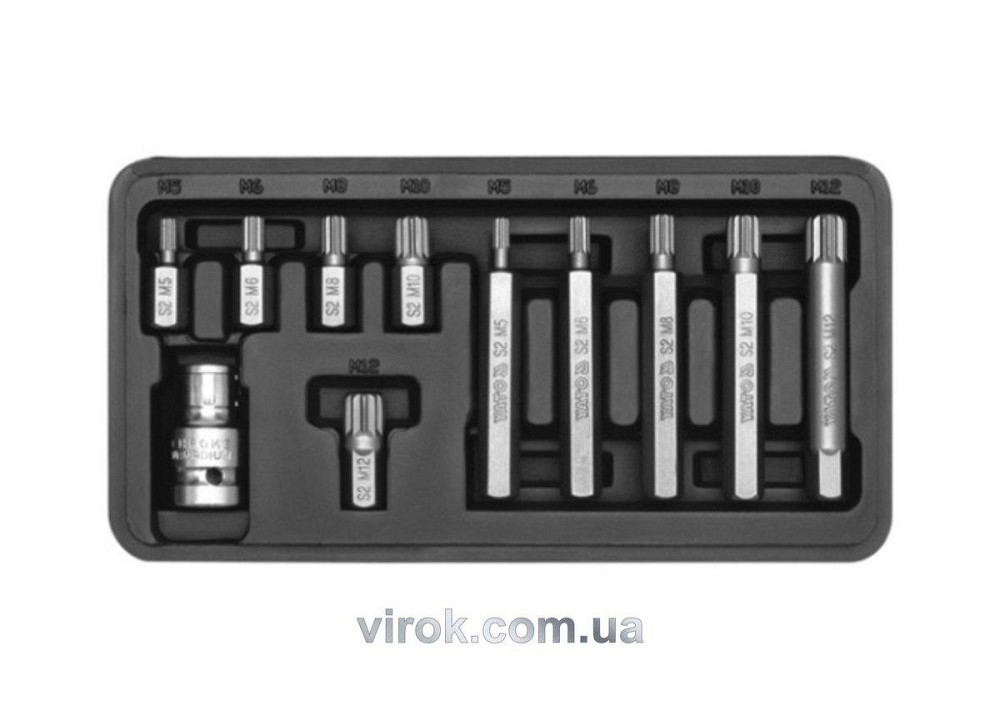 Набір насадок викруткових YATO SPLINE М5-12 з перехідником 1/2" 11 шт Одеса - фото 1