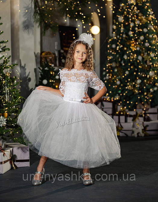 Детское нарядное белое платье ажурное 110-122 Снежинка Ангел Кривой Рог - изображение 1