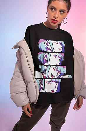 Футболка з аніме принтом Аніме Вінтаге Спекіал Манга оверсайз (S/M/L) Чорний AnimeJ1072 Дніпро