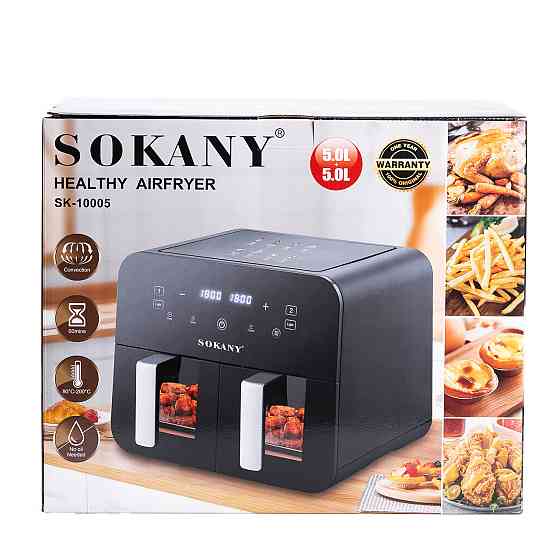 Аерофритюрниця SOKANY SK-10005 на 10 літрів, з двома відділеннями 2400 Вт чорна Київ