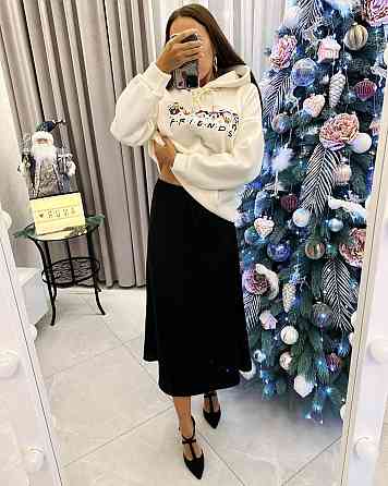 Жіноча тепла новорічна худі оверсайз крою тринитка на флісі Молочний, 42/46 Одеса