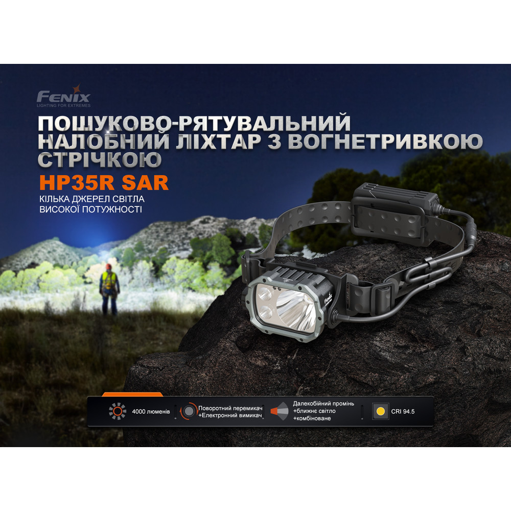 Ліхтар налобний Fenix HP35R SAR з вогнетривкою пов'язкою Київ - фото 6