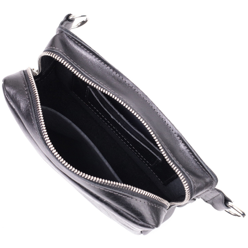 Сумка бананка прямоугольного формата из качественной натуральной кожи GRANDE PELLE 22576 Черный Киев - изображение 9