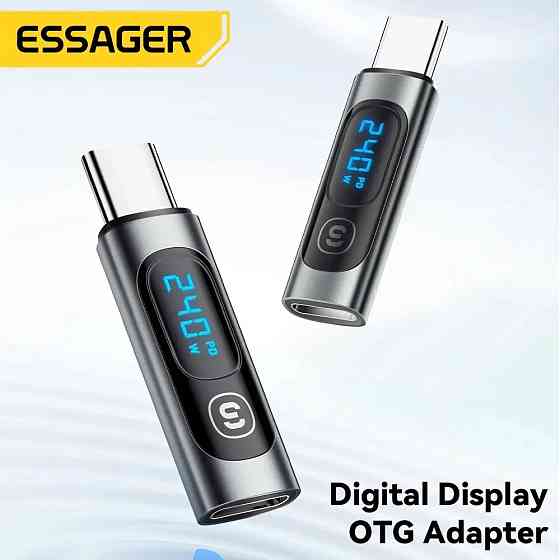 Адаптер Type-C Female to Type-C Male 240W з дисплеєм, OTG перехідник для зарядки і передачі даних Николаев