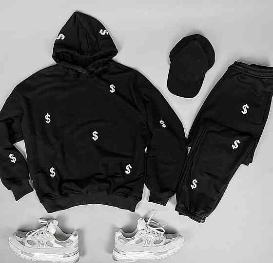 Спортивний костюм унісекс — худі + штани зі світловідбивним принтом доларів. Чернівці
