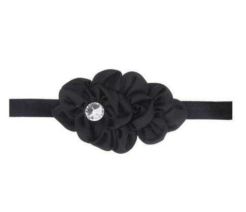 Ошатна пов'язка дитяча чорна - квітка 10см, розмір універсальний (на резинці) Київ - фото 3