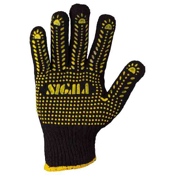 Рукавички трикотажні з точковим ПВХ покриттям р10 Універсал (чорні) SIGMA (9442651) Київ
