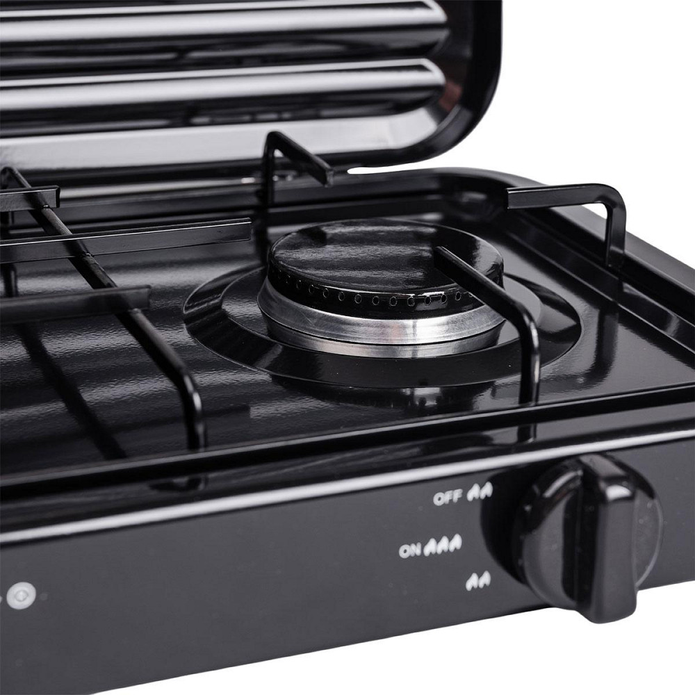 Настольная газовая плита на 2 конфорки 4.4 кВт мини газовая плита для баллонного газа Черная Sokany SK-6002 Киев - изображение 5
