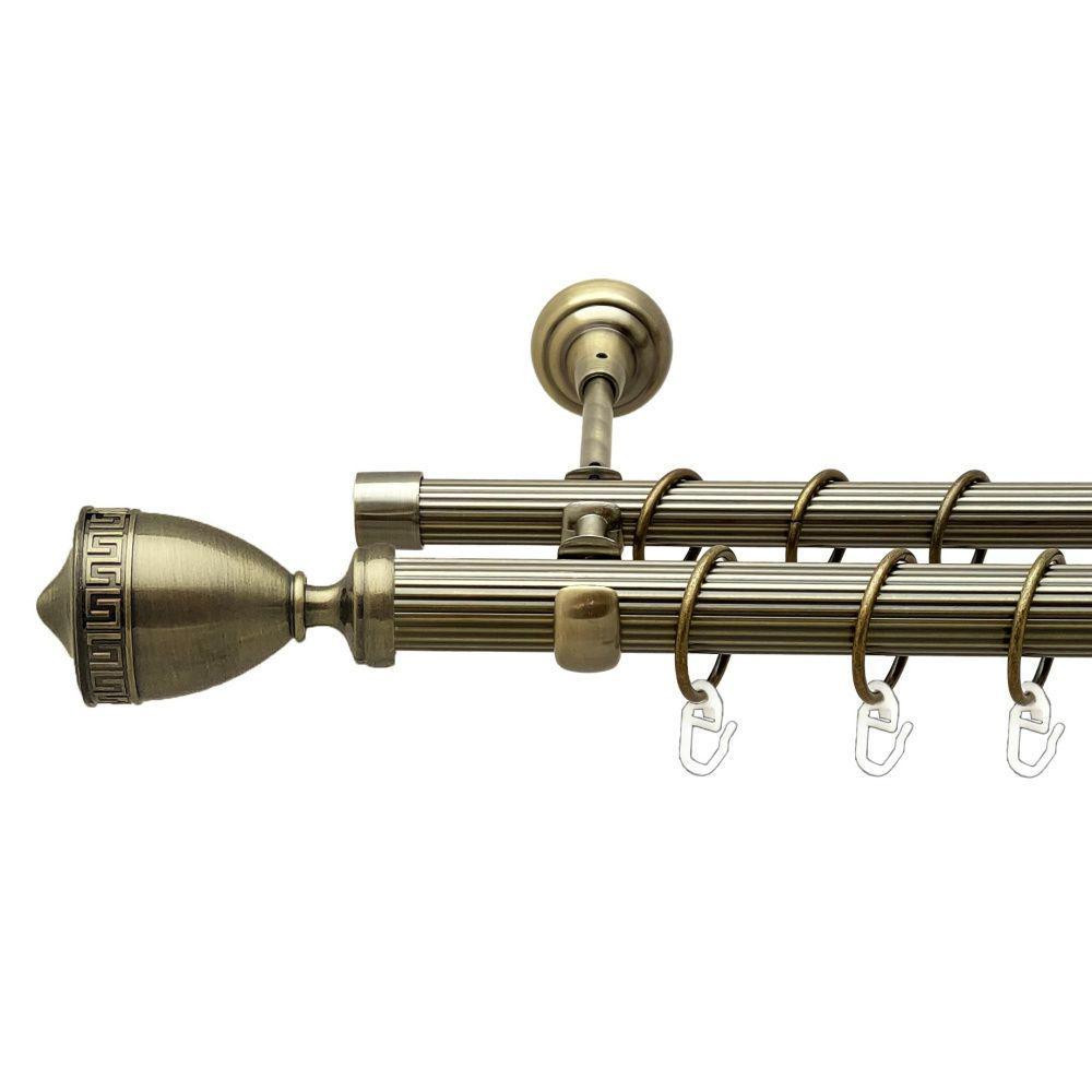 Карниз Orvit Афіна металевий дворядний відкритий рифлена труба кільце металеве Антик 25\19 мм 300 см (00-00018271) Львів - фото 1