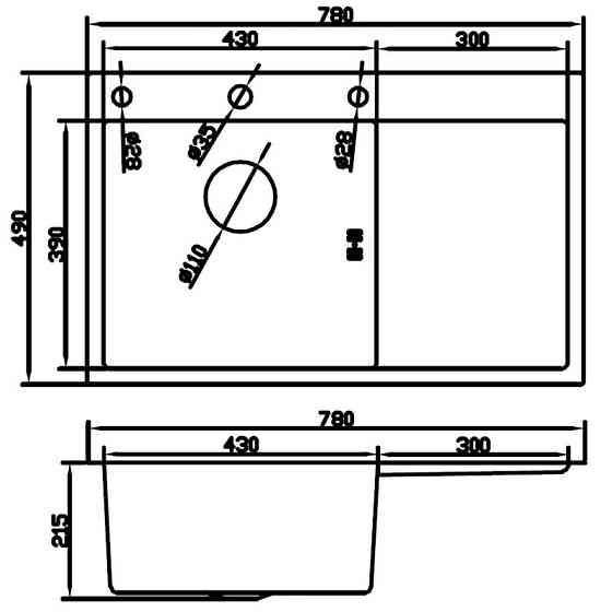 Мийка з нержавіючої сталі MIXXUS MH7849L NANO-BLACK колір графіт 3.0/0.8 Харків