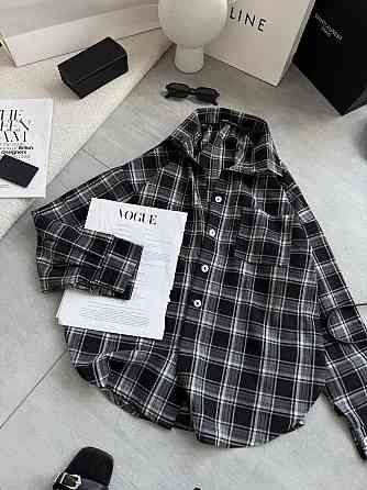 Женская стильная оверсайз рубашка в клетку фланель 100% коттон Одесса