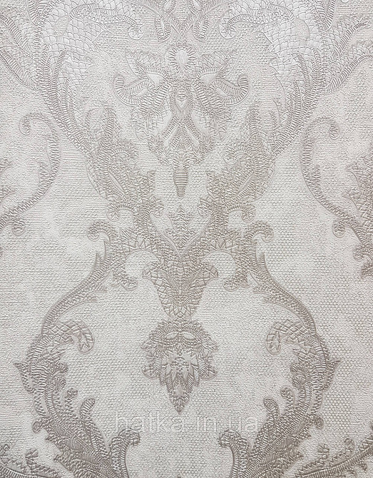 Шпалери вінілові на флізеліні AdaWall Seyyah 1.06х10 вензелю великі структурні сріблясті на сіро-бежевому Київ - фото 1