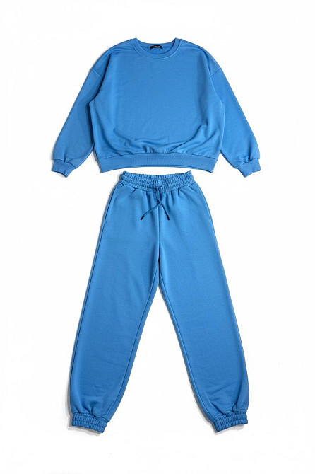 Костюм женский Quzen 470-471 свитшот и джогеры на резинке оверсайз, голубой, S/M Киев - изображение 12