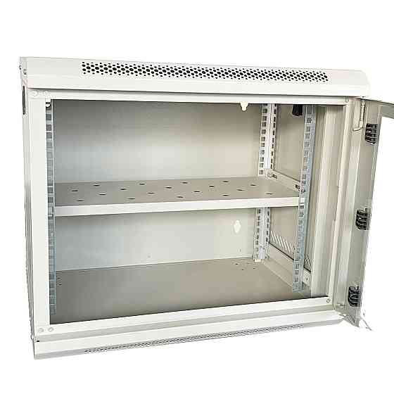 Шкаф серверный настенный с полкой GEAR 9U 19'' 530x400x450 мм., Серый (GWMSN-9U-530-400G) Киев