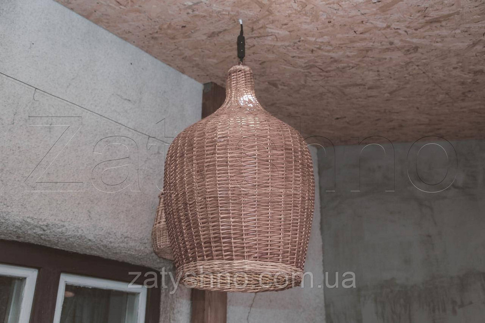 Плетена бра із лози | люстри плетені з лози  | торшери абажури бра Київ - фото 2