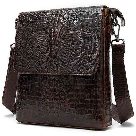 Сумка с тиснением под кожу крокодила Vintage 20039 Коричневая Киев