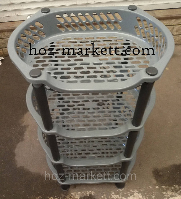 Полиця етажерка пластикова для ванної та кухні (сіра) Харків - фото 3