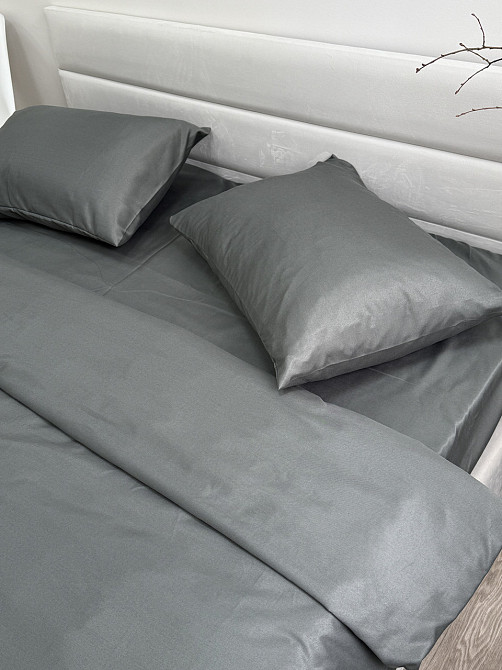 Ecotton Комплект постільної білизни Ecotton двоспальний 180х215 см однотонний сірий Nid Grey Коломия - фото 8