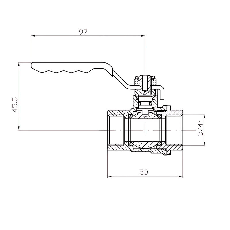 Кран кульовий ГГВ Koer Extreme KE.214-20 - 3/4" FF ручка "важіль" червона (KR5745) Київ - фото 4