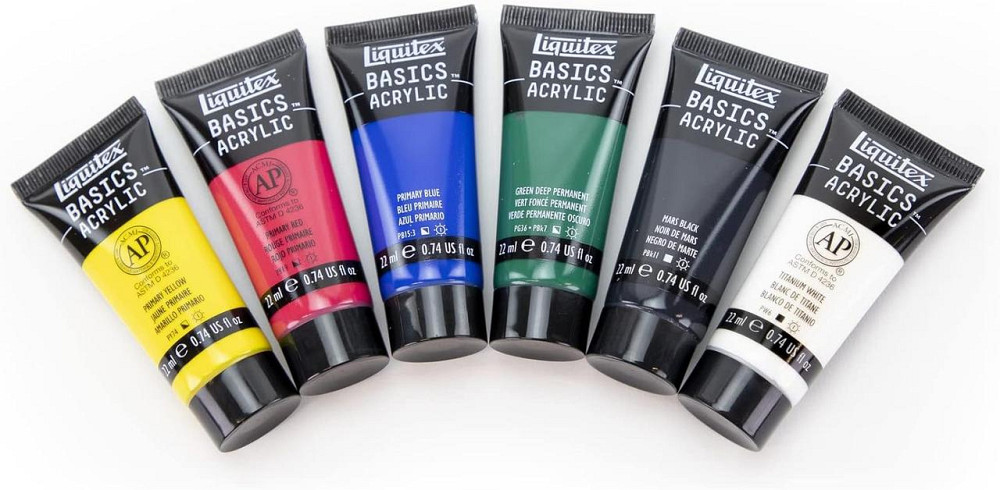 Набір акрилових фарб Liquitex Basics 6 x 22 мл універсальні стійкі сатинові Київ - фото 3