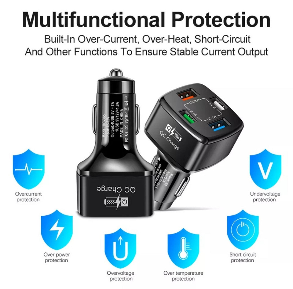 Зарядка в прикурювач 4 usb 38W Вольтметр QC Київ - фото 4