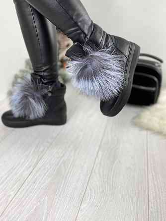 ITTS Угги жіночі ITTS чорні натуральна шкіра висота 13 см ( -8) Коломия