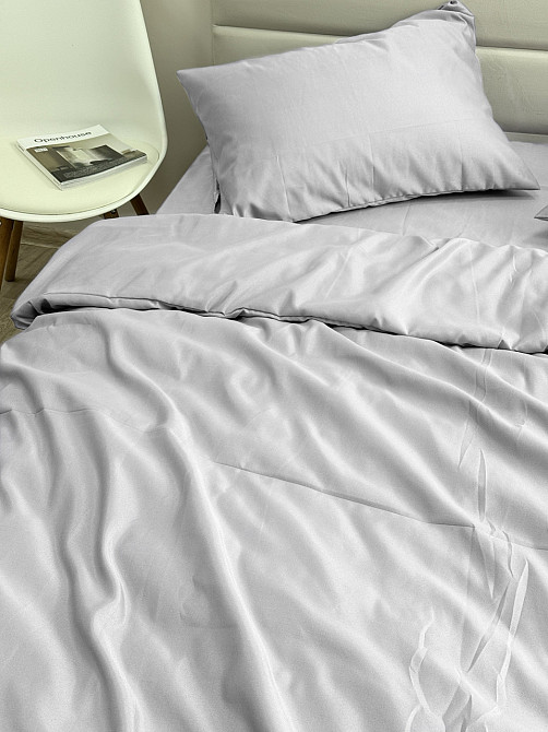 Ecotton Комплект постільної білизни Ecotton Євро 210х220 см однотонний світло-сірий Light grey Коломыя - изображение 1