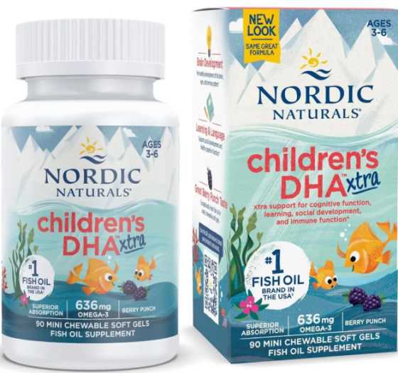 Омега-3 ДГК и ЭПК для детей 3-6 лет Nordic Naturals DHA Xtra 90 гел мини капс вкус ягод Киев