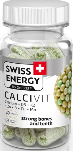 Здоровье костей и зубов Swiss Energy CALCIVIT Calcium+Vitamin D3+Vitamin K2 30 капс Киев - изображение 1