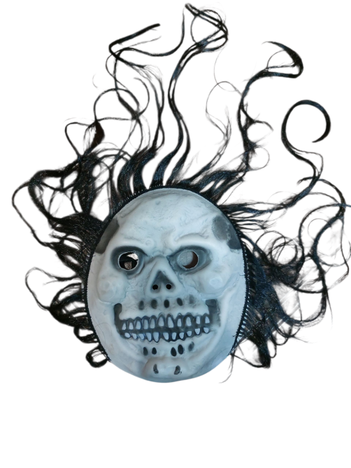 Маска на Хелловін Череп з волоссям one size біло-чорний Київ - фото 1