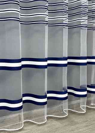 Тюль фатин полосы Цвет синий с белым 1773т Киев