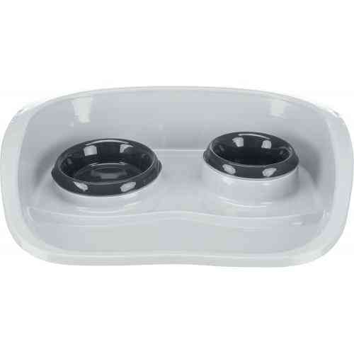 Миска Trixie для собак, двойная с поддоном, пластиковая, 46х11х30 см, 250/300 мл Винница