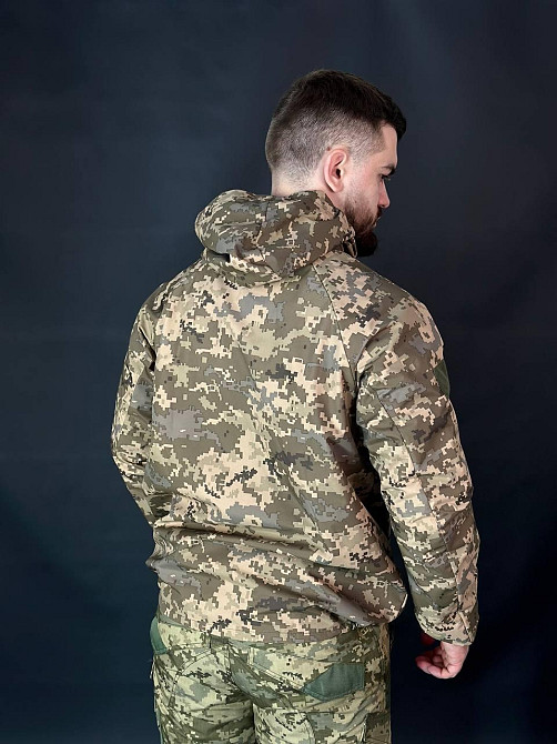 Армейская мужская тактическая мембранная куртка ветрозащитная водонепроницаемая пиксельная куртка WAR Львов - изображение 6