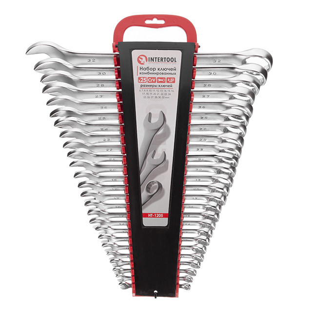 Набір ключів комбінованих 25 шт., 6-32 мм, Cr-V INTERTOOL HT-1205 Київ - фото 1