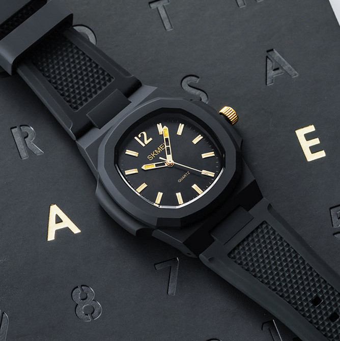 Чоловічий наручний годинник Skmei 1717 (Чорні з золотом) Вінниця - фото 4