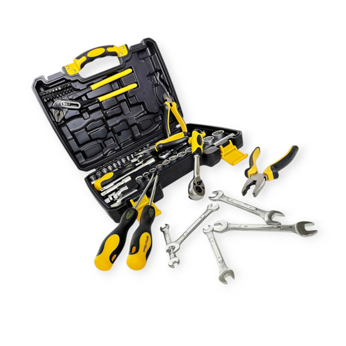 Набір інструменту 1/4",3/8" 65 шт, 4-24 мм з тріщ., подовжує., отв.-вороток Мукачево - фото 1