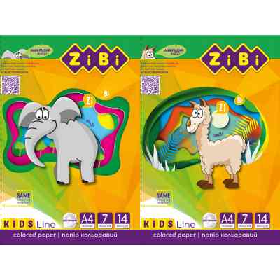 Цветная бумага ZiBi А4, 14 листов// 7 цветов (ZB.1909) Винница