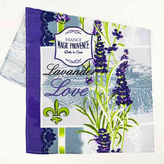 Кухонний рушник рогожка з петелькою та принтом lavender love 35х61см 180г/м2 (Лавандовий) Суми