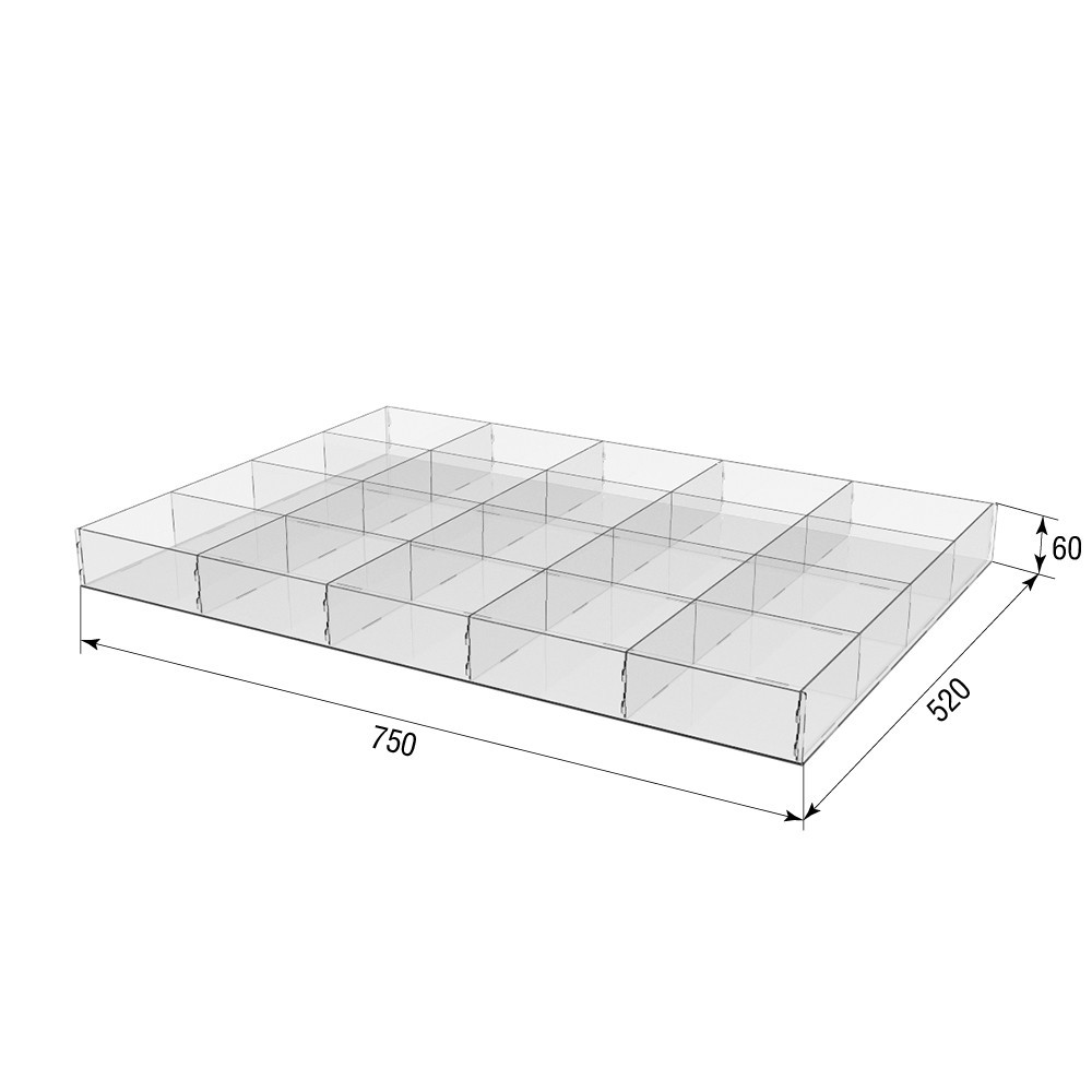 Коробка акриловая EKOSTAR 750х520х60 20 ячеек Киев - изображение 3
