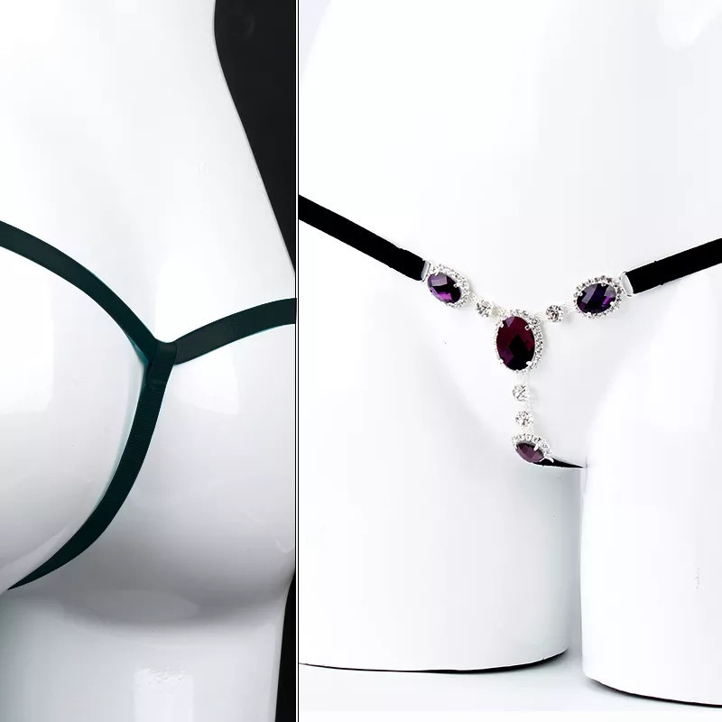 Еротичні труси з каменями універсальний чорно-фіолетовий Київ - фото 3