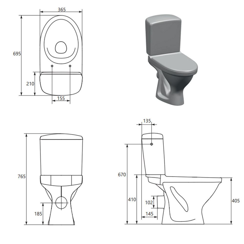 Компакт Cersanit 839 ЕKO II SIMPLEON 031 3/6 з кришкою поліпропілен металеве кріплення (UА) (000031034) Київ - фото 3
