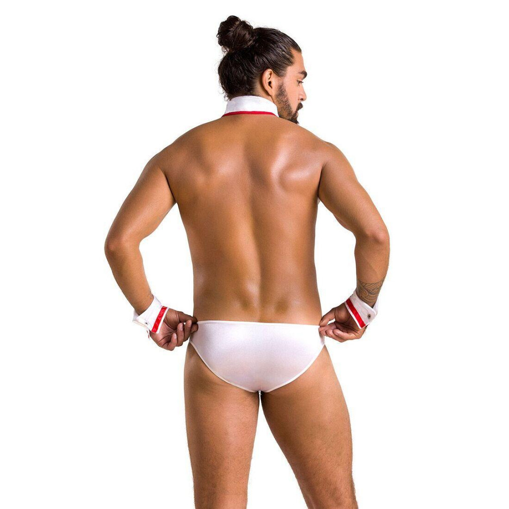 Комплект эротического мужского белья Passion 037 GREGORY XXL/XXXL White, трусы, воротник, манжеты Sex Aura Киев - изображение 4