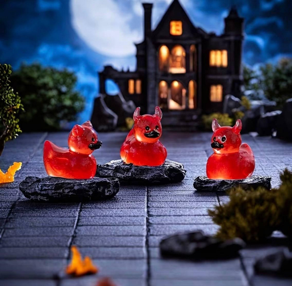 Міні фігурки качка диявол 30 шт, червоні декоративні качечки для Halloween, міні декор та DIY Київ - фото 3