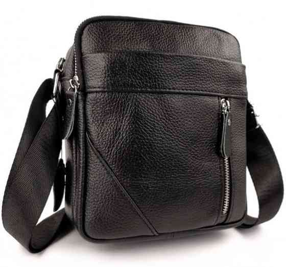 Чоловіча шкіряна сумка через плече Tiding Bag M38-10131A чорна Кам'янське