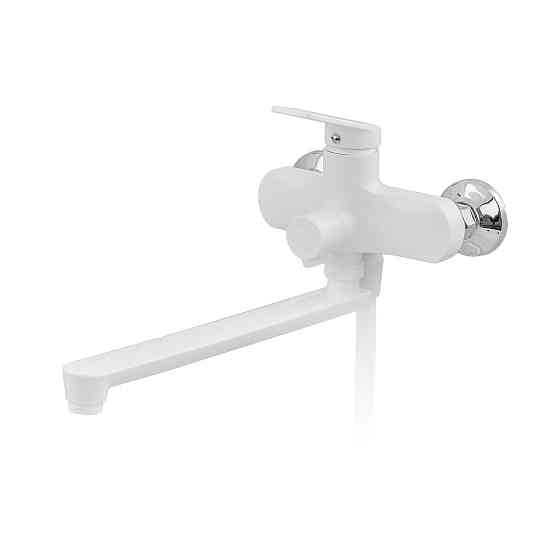 Змішувач для ванни Plamix Lucas-006 EURO SET білий зі шлангом, лійкою та кронштейном (PM0709) Харків