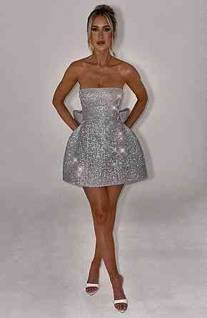 Женское стильное обаяние мини платье с бантом северное сияние Серый, 44/46 Одесса