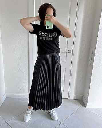 Женская классическая длинная юбка плиссе Черный Одесса